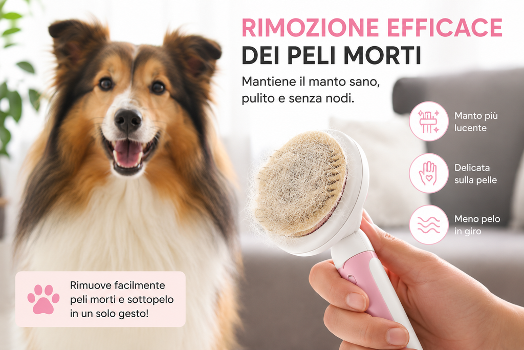 CoolPaws Spazzola Autopulente per Cani e Gatti | Rimuove Peli Morti e Massaggia il Manto