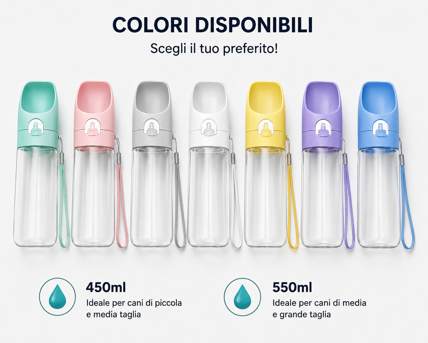 CoolPaws® Borraccia Portatile per Cani con Ciotola Integrata | 450ml / 550ml