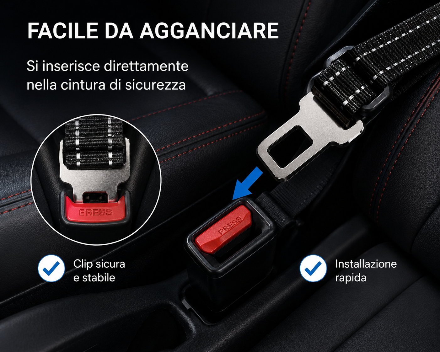CoolPaws® Cintura di Sicurezza per Cani | Regolabile e Riflettente per Auto