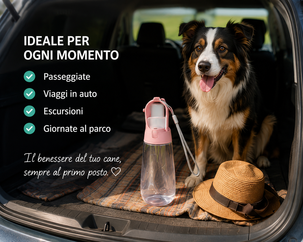 CoolPaws® Borraccia Portatile per Cani con Ciotola Integrata | 450ml / 550ml