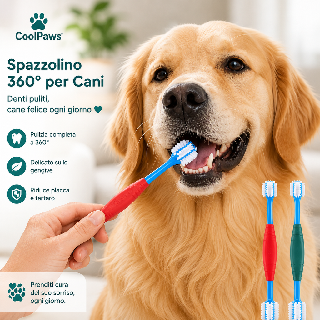CoolPaws® Spazzolino 360° per Cani | Pulizia Delicata e Completa dei Denti