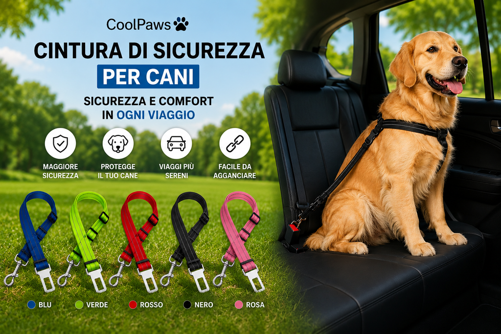 CoolPaws® Cintura di Sicurezza per Cani | Regolabile e Riflettente per Auto