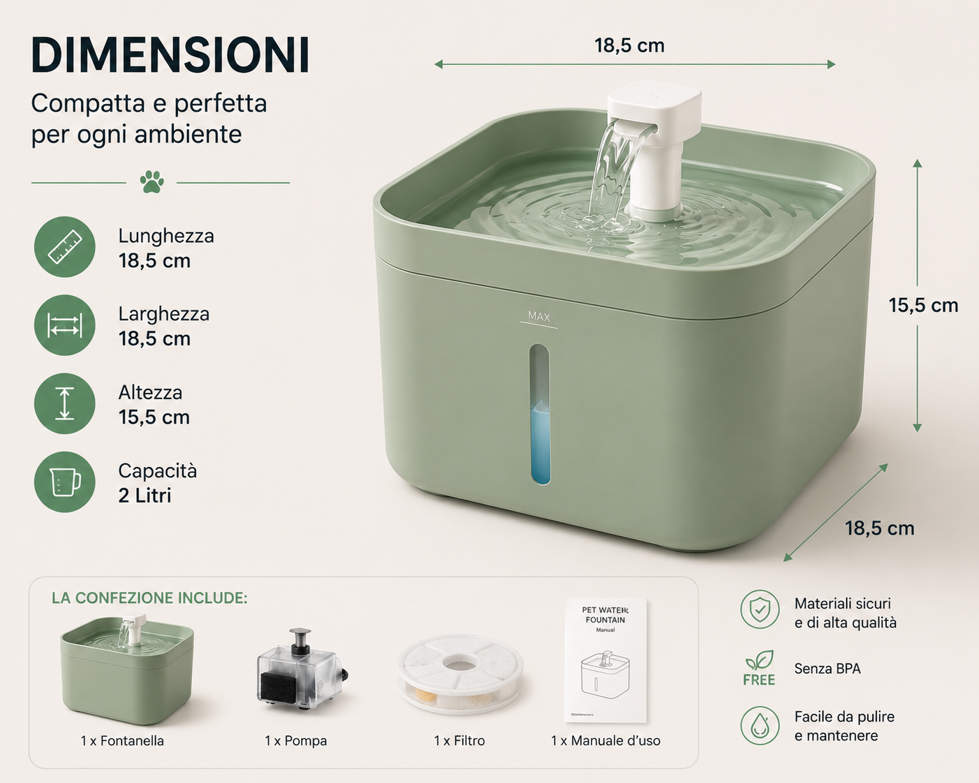 CoolPaws® Fontanella Automatica per Cani e Gatti | Acqua Fresca Filtrata 24/7